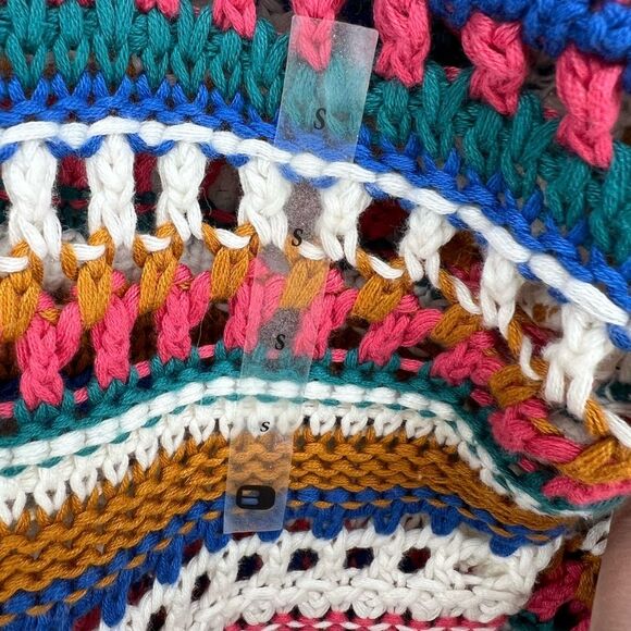 Le Lis Multicolor Crochet Striped Cardigan Sweater Womens Small - Picture 3 of 8